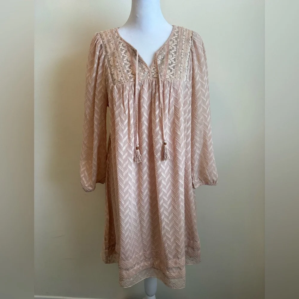 Small Pink One September Anthropologie Anwen Boho Peasant Dress - Picture 2 of 16